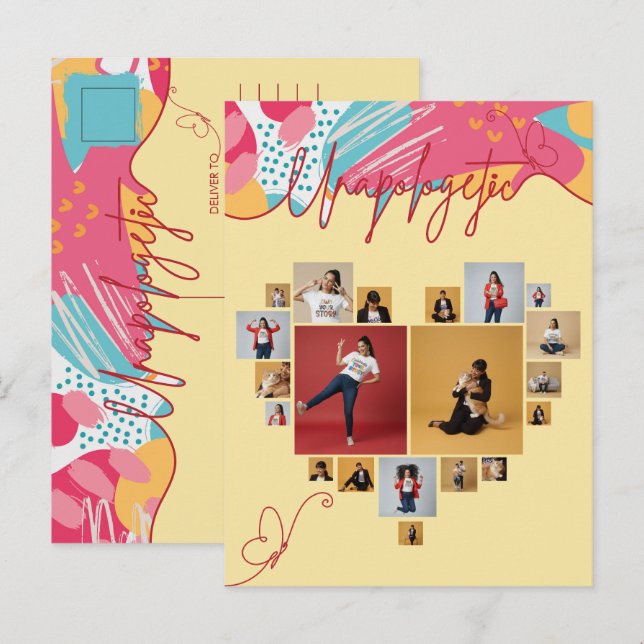 Unapologetic Personalized Feminine Photo Collage Postcard (Front/Back)