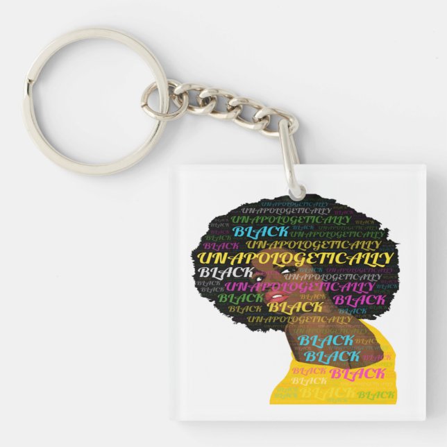 Unapologetically Black Square Keychain (Front)