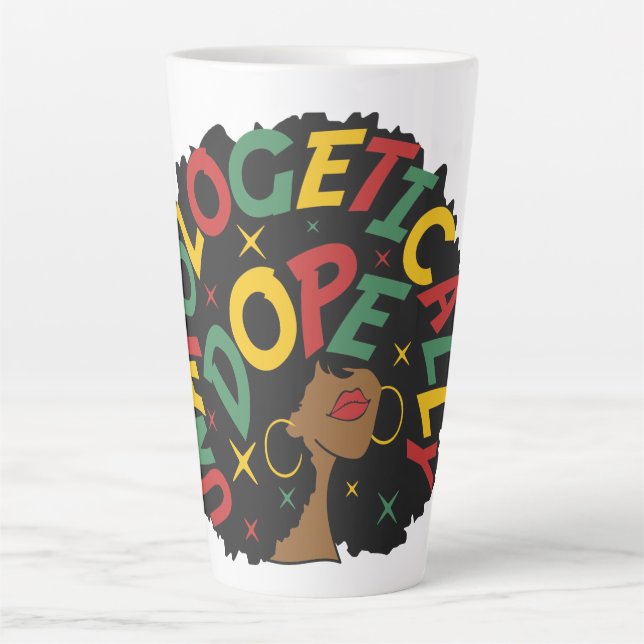 Unapologetically Dope Black Girl Afro Latte Mug (Front)