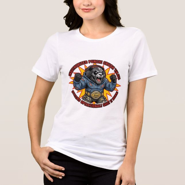 Unauthorised Punch Crush Em All Panda T-Shirt Tri-Blend Shirt (Front)