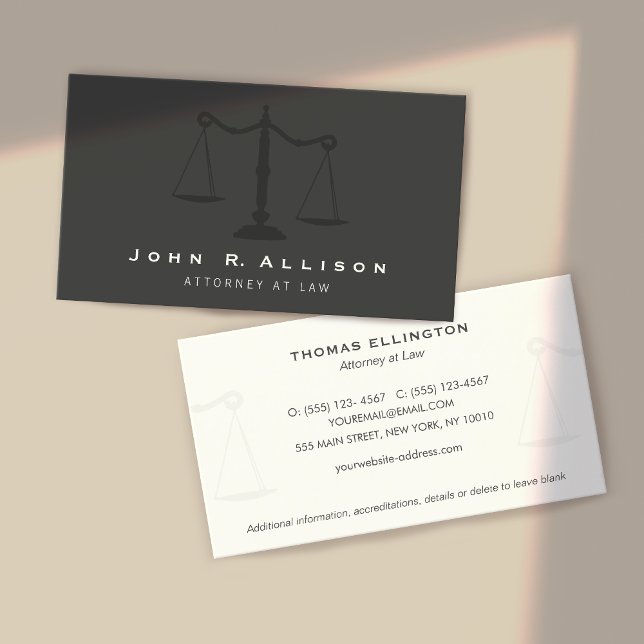 Unbalanced Justice Scales  Attorney Black Business Card (Creator Uploaded)