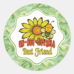 Unbelievable Best Friend Sunflowers and Bees Classic Round Sticker