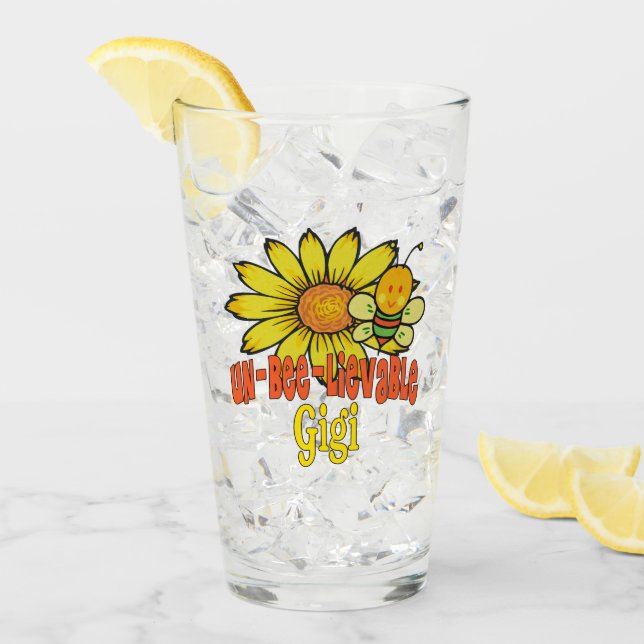 Unbelievable Gigi Sunflower and Bees Glass (Front Ice)