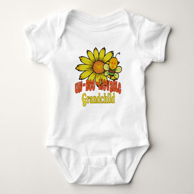 Unbelievable Grandchild Sunflowers and Bees Baby Bodysuit (Front)
