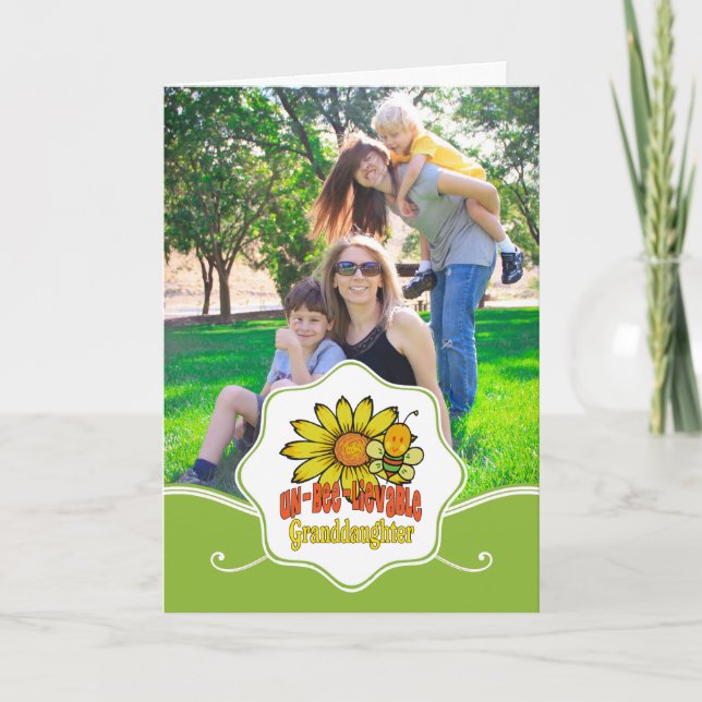 Unbelievable Granddaughter Sunflowers and Bees Card (Front)