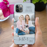 Unbiological Sister Love Dusty Blue Custom Photo Case-Mate iPhone Case<br><div class="desc">Friendship quote on dusty blue iPhone case with your own photo. The wording reads "unbiological sister love" and is lettered in casual typography with elegant handwritten script. The photo template is set up for you to add your own photo - a square instagram picture will sit perfectly although most others...</div>
