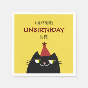 Unbirthday Napkins Funny Cat Party Black