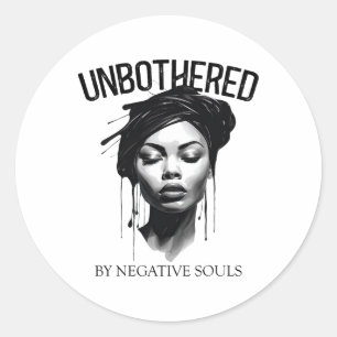 Unbothered By Negative Souls Black Women Queen Jun Classic Round Sticker