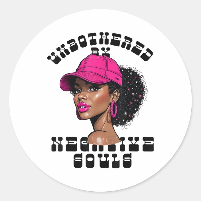 Unbothered By Negative Souls Juneteenth Black Wome Classic Round Sticker (Front)