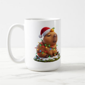 Unbothered Capybara in Christmas Lights Coffee Mug