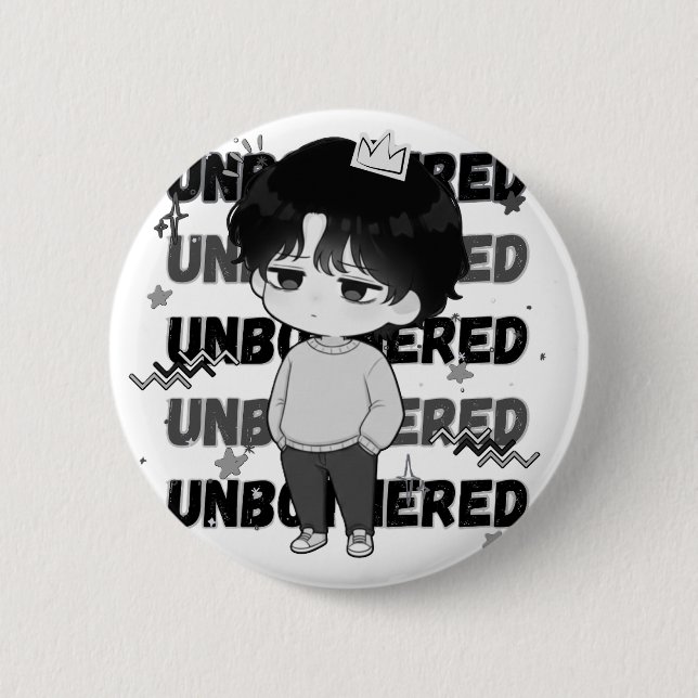 Unbothered Crown Relatable Chibi Graphic Illustrat 6 Cm Round Badge (Front)
