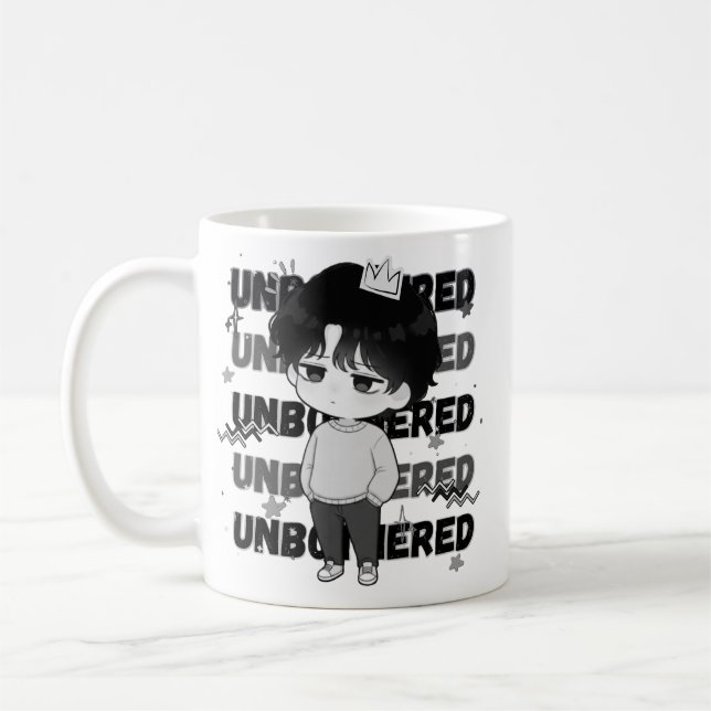 Unbothered Crown Relatable Chibi Graphic Illustrat Coffee Mug (Left)