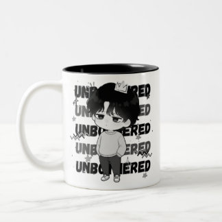 Unbothered Crown Relatable Chibi Graphic Illustrat Two-Tone Coffee Mug