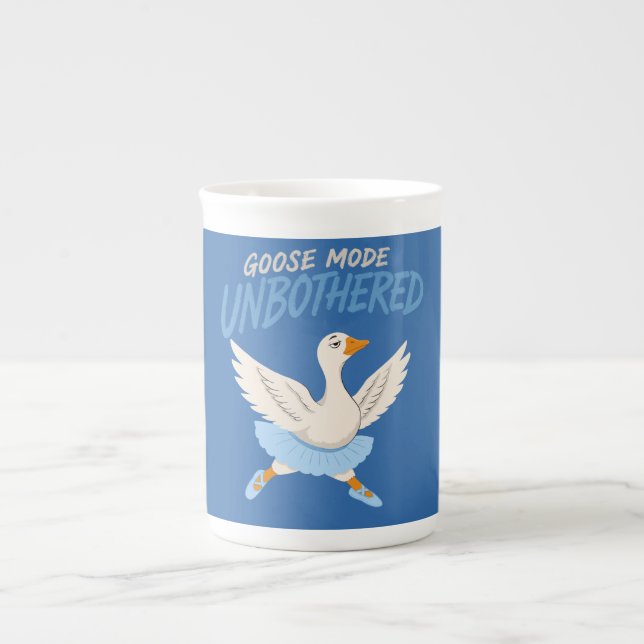 Unbothered Goose Mode Funny Ballet Goose Bone China Mug (Front)