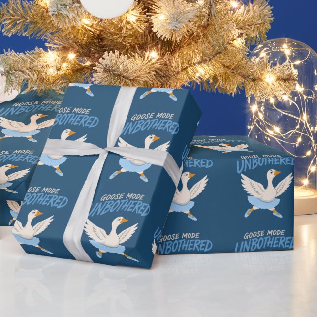 Unbothered Goose Mode Funny Ballet Goose Wrapping Paper (Holidays)