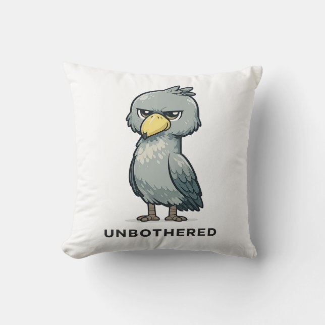 Unbothered Shoebill Bird Minimalist Funny Design Cushion (Front)