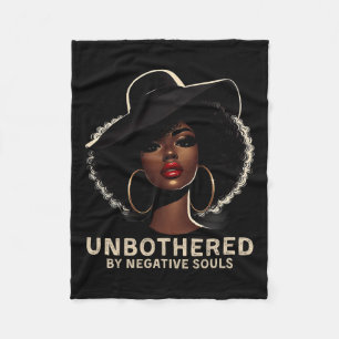 Unbothered Sy Black Queen African American Ladies  Fleece Blanket
