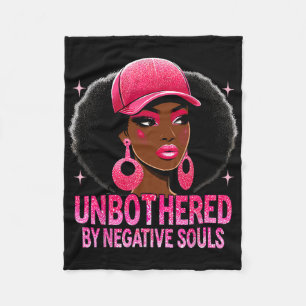Unbothered Sy Black Queen African American Ladies Fleece Blanket