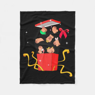 Unboxing Blind Box Capybara Pyjama Ugly Christmas  Fleece Blanket