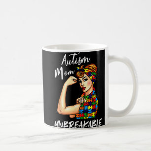 Unbreakable Autism Mum Messy Bun Autism Awareness Coffee Mug