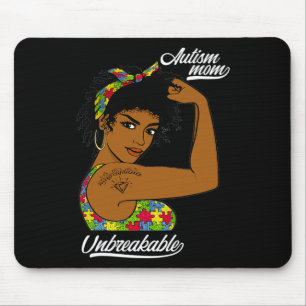 Unbreakable Autism Mum Messy Bun Autism Awareness Mouse Pad