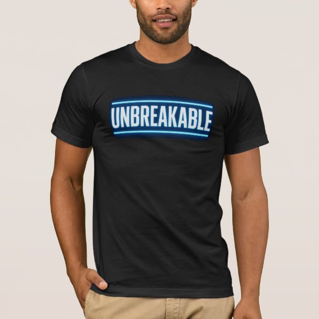 UNBREAKABLE Blue Glow Typography T-Shirt (Front)