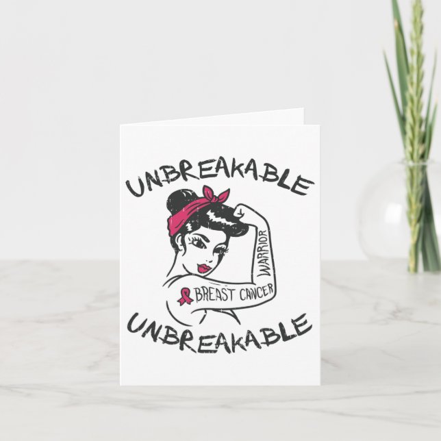 Unbreakable Pink Breast Cancer Warrior Survivor Gi Card (Front)