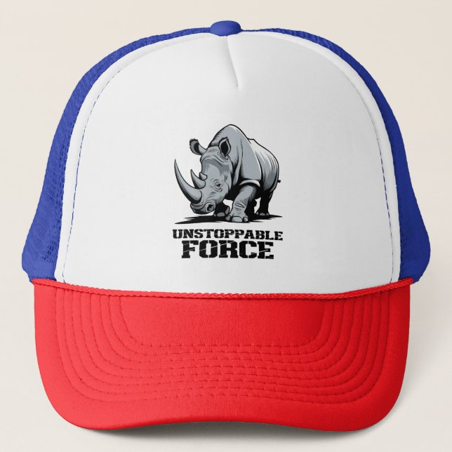 Unbreakable Rhino: Strength and Power Unleashed Trucker Hat (Front)