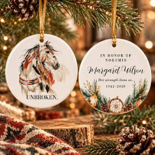 Unbroken Personalised Memorial Horse Ceramic Tree Decoration