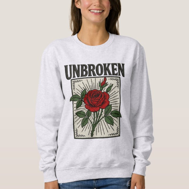 Unbroken Rose Embroidered Art Sweatshirt (Front)