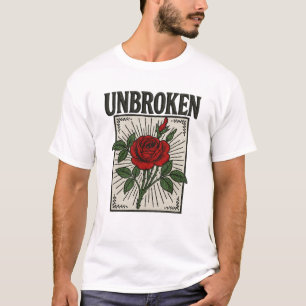 Unbroken Rose Embroidered Art T-Shirt