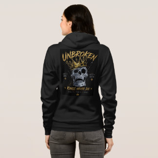Unbroken Skull King Crown Edgy Motivational Art Hoodie