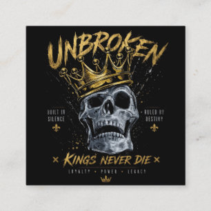 Unbroken Skull King Crown Edgy Motivational Art Square Business Card