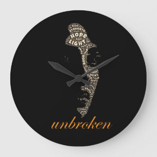 Unbroken Woman Typography Large Clock