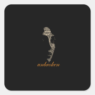 Unbroken Woman Typography Square Sticker