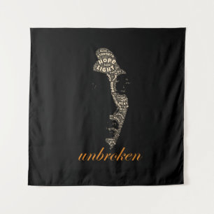 Unbroken Woman Typography Tapestry