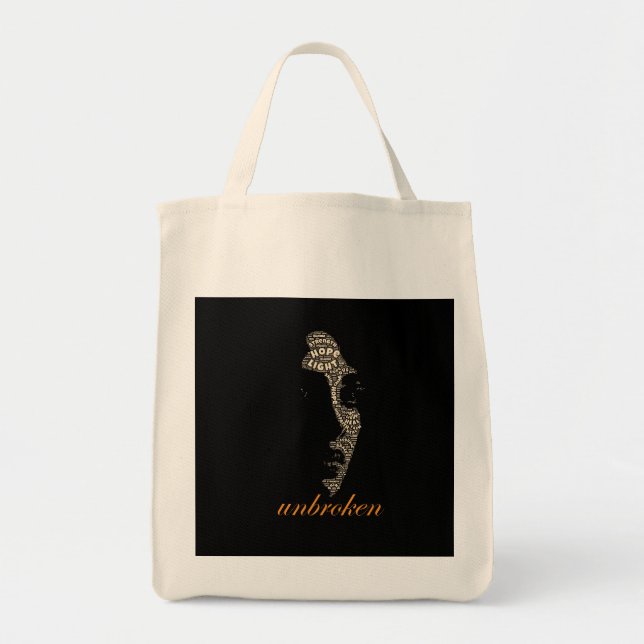 Unbroken Woman Typography Tote Bag (Front)