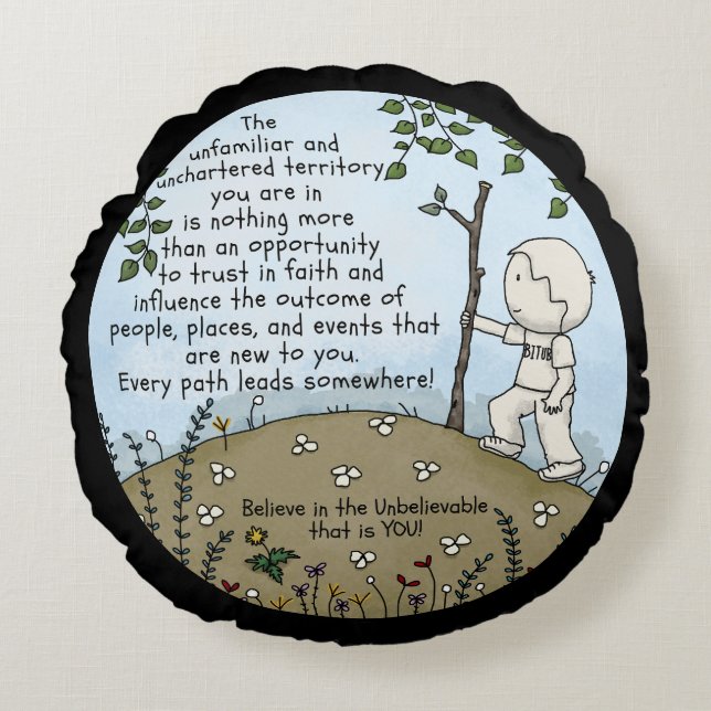 Unchartered Territory Round Cushion (Front)