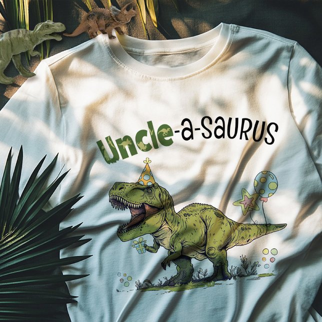 Uncle-a-saurus Dinosaur Theme Kids Birthday Party T-Shirt (Cute funny uncle-a-saurus t-rex dinosaur theme kids birthday party matching uncle family t-shirt)