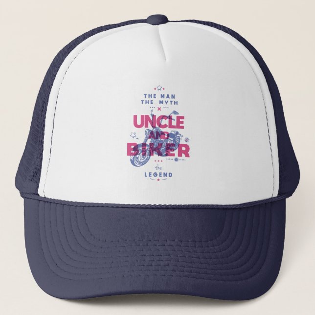 Uncle and biker the man the myth the legend trucker hat (Front)