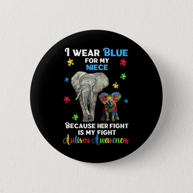 Uncle Aunt Autism Awareness  6 Cm Round Badge (Front)