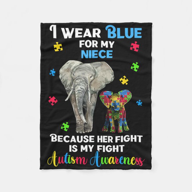 Uncle Aunt Autism Awareness  Fleece Blanket (Front)