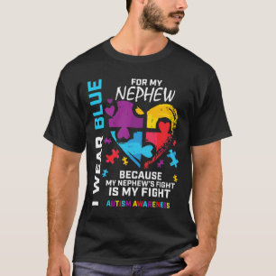 Uncle Aunt Heart I Wear Blue For My Nephew Autism T-Shirt