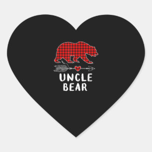 Uncle Bear Buffalo Red Plaid Shirt Matching Pajama Heart Sticker