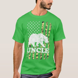 Uncle Bear Camping Hiking Camouflage USA American  T-Shirt