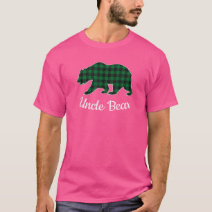 Uncle Bear Christmas Pajama Green Buffalo Plaid T-Shirt