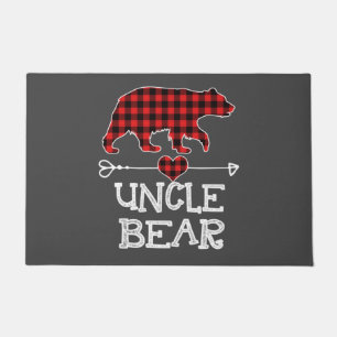 Uncle Bear Christmas Pajama Red Plaid Buffalo Doormat