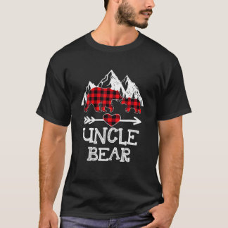 Uncle Bear Christmas Pajama Red Plaid Buffalo Fami T-Shirt