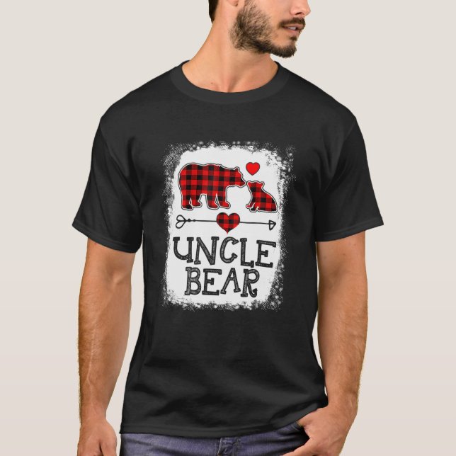 Uncle Bear Christmas Pajama Red Plaid Buffalo Fami T-Shirt (Front)