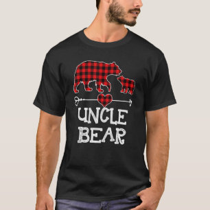 Uncle Bear Christmas Pajama Red Plaid Buffalo Fami T-Shirt
